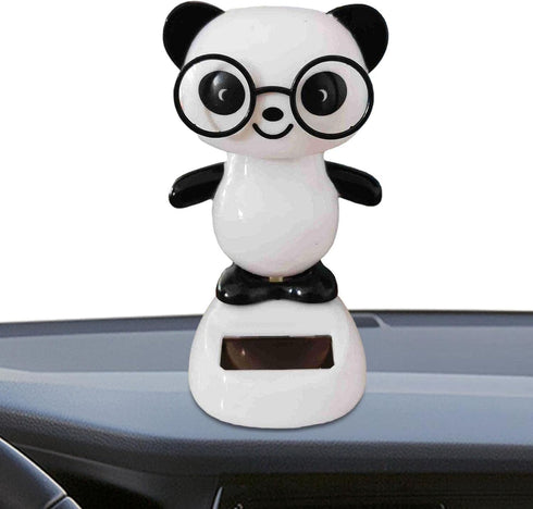 Black and White Solar Dancing Panda Bear - Shaking Doll for Car Dashboard and Home Decor