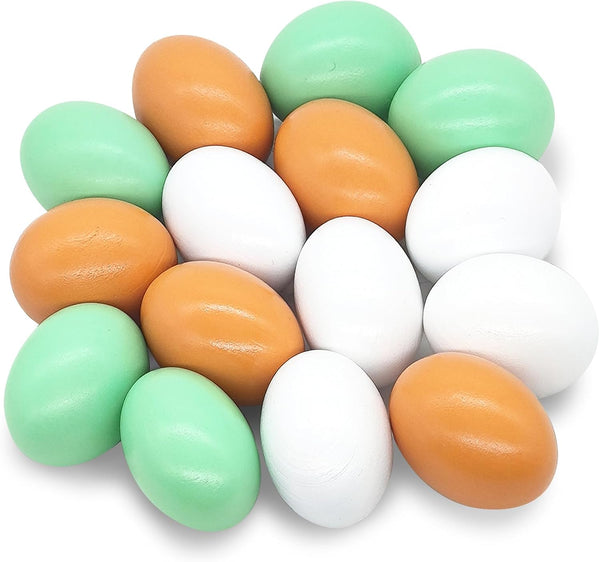 15 PCS Wooden Fake Eggs,3 Colors Wood Nest Eggs for Kids Play,DIY,Easter