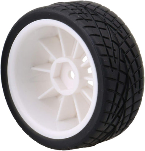 Mxfans 12mm Hex White Plastic 10-Spoke Wheel Rims & Black Fish Pattern Rubber Tires for RC 1:10 Racing Car