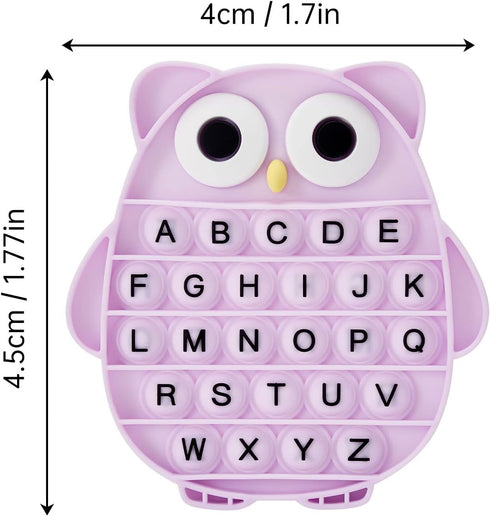 Push Pop Bubble Fidget Sensory Toy, Silicone Stress Relief Popping Toy, ABC Alphabet Owl Shaped Educational Learning