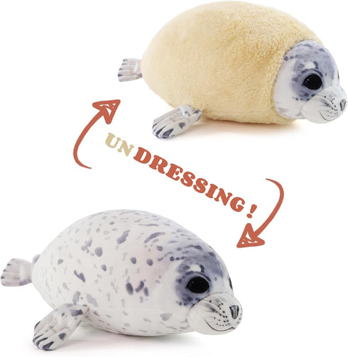 Chubby Blob Young Seal Pillow, Soft Plushies, Cute Ocean Stuffed Animals, Room Decor, Throw Pillow Doll Gift (Small, 12