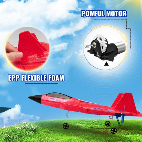 F-22 2.4 6-axis Red RC Plane for Kids Upgrade Raptor Fighter RC Airplane Remote Control Airplane Toys GHZ Smart Gyro
