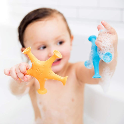 Set 3 Ubbi Starfish Stretch and Suction Bath Toys, Baby Bath Accessory, Water Toys for Toddler Bath Time, Fun Baby
