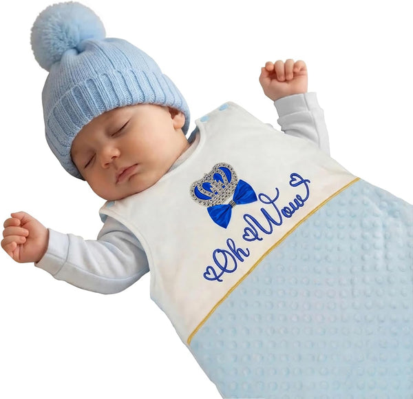 Bella's Giftshop Soft Minky Fleece Baby Sleep Sack with Diamante Crown and