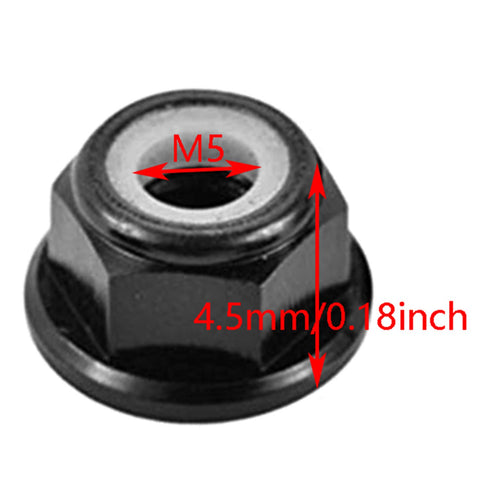 DGZZI M5 8PCS M5 Aluminum Locknut Black Aluminum Nuts Flange Nylon Lock Nut for RC Drone FPV Parts