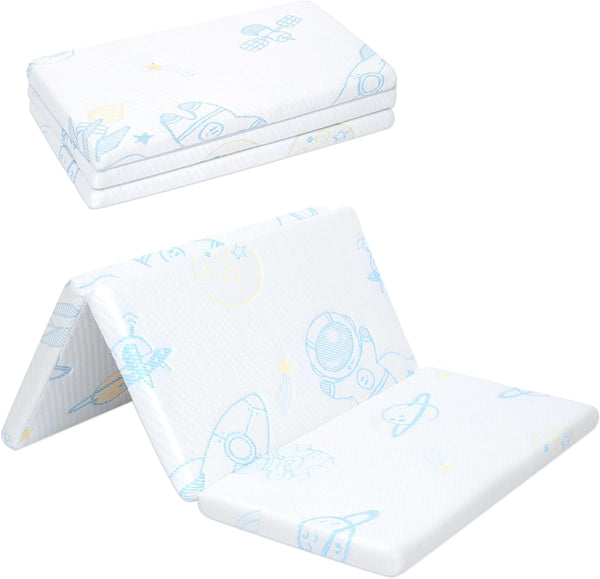 Ressainic Pack and Play Mattress Pad, Trifold Portable Crib Pack N Play Mattresses,
