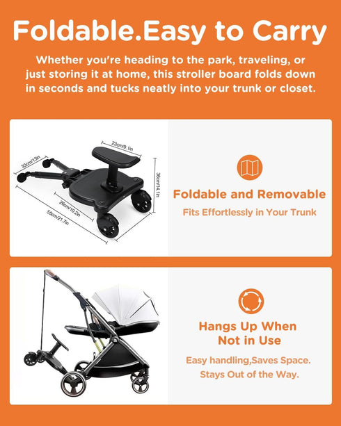 Glofex 2 in1 55 LBs Universal Stroller Board - Stroller Attachment for Toddler to Ride,Detachable Sit and Stand Toddler