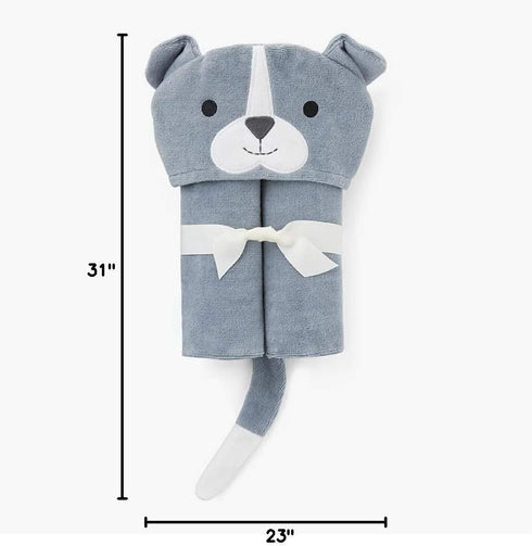 Elephant Baby Hooded Baby Bath Wrap - Slate Puppy Design by