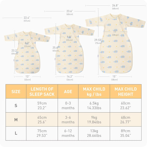 0-3 2-Way Organic Cotton Transitional Baby Swaddling Sack Soft with Arms Up & Sleeves Months, Mitten Cuffs, Zipper