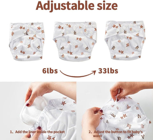Happy Flute 9 Sets Girls(6-33 pounds,0-3 Bag+4Diapers 4Inserts HappyFlute Newborn Baby Cloth Pocket Diapers One Size