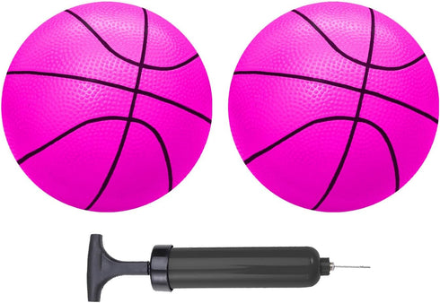 ABAJI Mini Basketballs, Pink 2 Pack 5" Set with Pump Needle for Mini Hoop, Durable for Kids 3+ Years