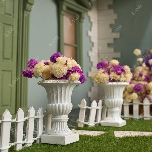 2pcs (2pcs iLAND Miniature Dollhouse Accessories, Dollhouse Plants w/Dry Flowers Mini Urn Planters w/Flowers)