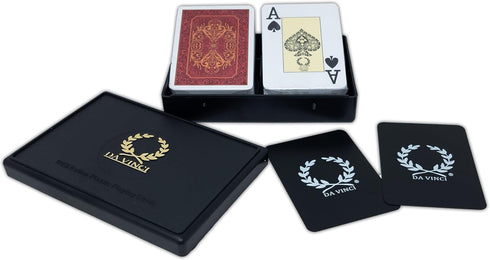 DA VINCI Persiano Italian 100% Plastic Playing Cards - 2-Deck Set with Hard Shell Case