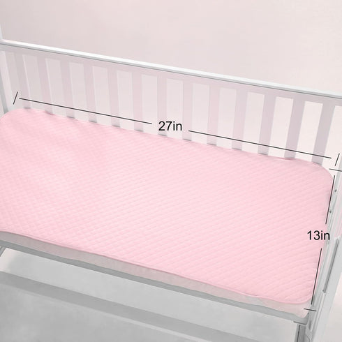 Pleasant Boulevard Portable Waterproof Baby Changing Pad Liner, Washable Reusable Changing Table Cover 27x13in (White,