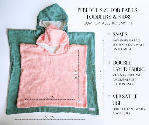 Versatile Hooded Towel Poncho for Kids - Ideal Swim and Bath Coverup in Various Sizes