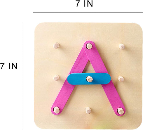 Set Set kizh Wooden Letter and Number Construction Activity Educational Preschool Toys Shape Color Recognition Pegboard