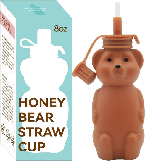 Mootikar Honey Bear Silicone Straw Cup, Babies Water Drinking Cup, 8-Ounce Therapy