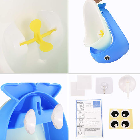 FORYEE Potty Training Urinal for Boys Cute Whale with Funny Aiming Target - Blue