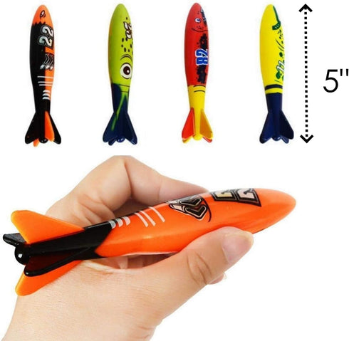 Haktoys 8-Pack Pool Toys Torpedo Diving Set for Kids & Adults, Fast-Sinking Underwater Games & Water Play