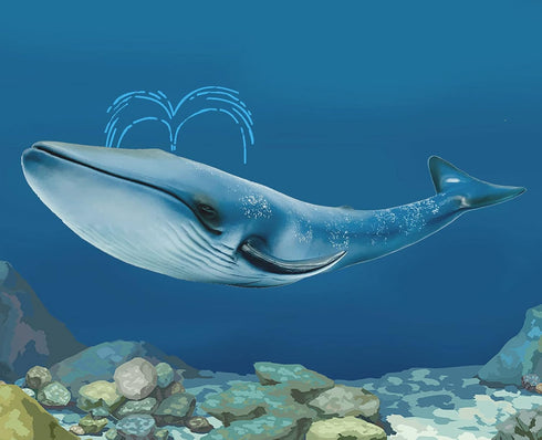 Gemini&Genius Blue Whale Sea Animal Action Figure, Ocean Shark Whale Model Toy for Kids and Collectors