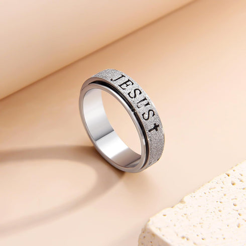 5 6 7 8 9 10 OreilleStar Fidget Spinner Anxiety Ring for Women: Fidget Toys Adults Cute Jesus Cross Thumb Ring