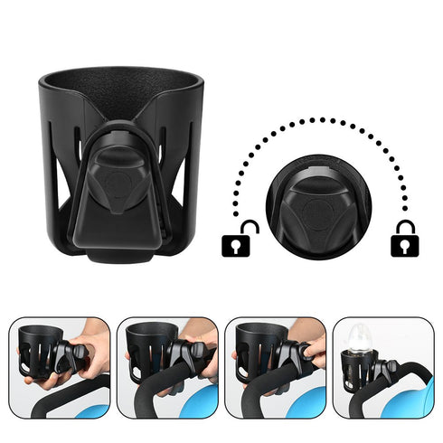 Accmor Universal Cup Holder, 360° Rotatable Large Caliber Stroller, Bike, Wheelchair, Walker Cup Holder, Black