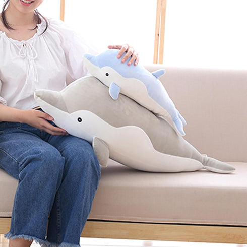 Levenkeness Dolphin Plush Hugging Pillow, Soft Large Stuffed Animal Toy Doll Gifts for Kids, 19.7"