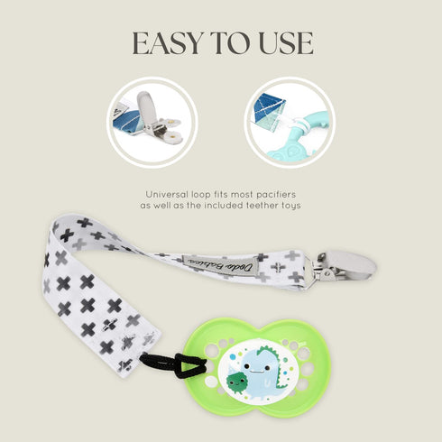 Set 6-Piece Dodo Babies Baby Shower Gifts - Teething Toy & Pacifier Clip - Multicolor Silicone - Pacifier Clip, Baby