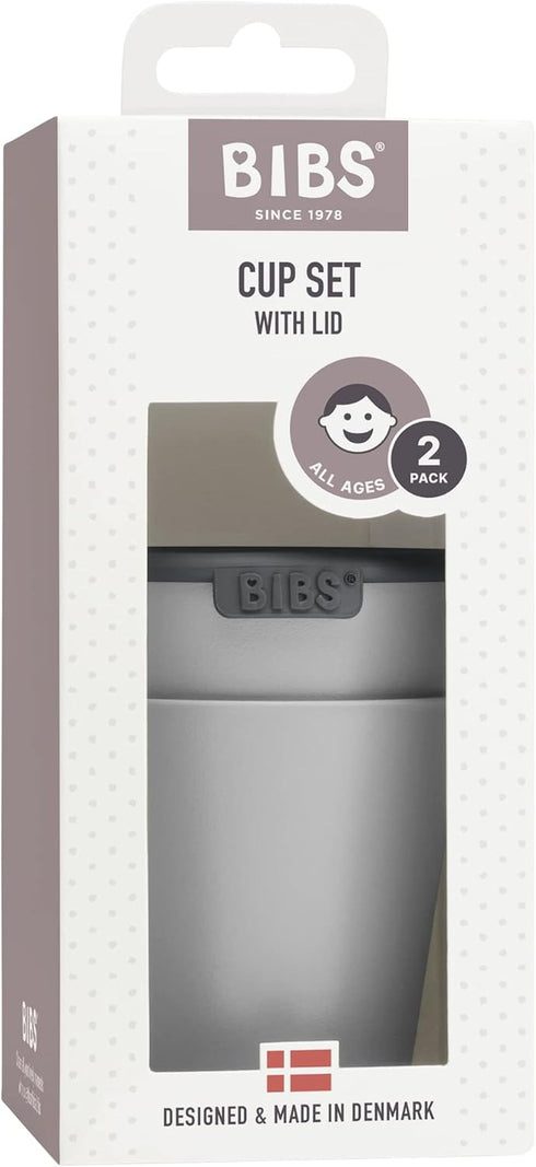 BIBS Cup Set for Baby or Toddler 2-Pack, Made in Denmark, 100% Food-Grade Material, Non-Slip and Dishwasher Friendly. Made in Denmark. (Cloud/Petrol) by Bibs