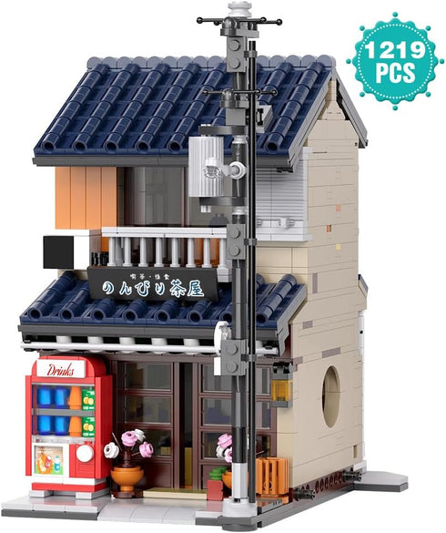 Set 1219pcs RAVAYO Japanese Tea House Mini Building with LED - Japanese Street View Simulation Architecture