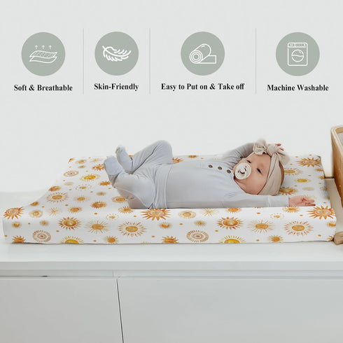 ZoUbqchY Summer 32''16'' Watercolor Boho Suns Changing Pad Covers for Baby Girls Boys Tribal Sun Totem Fitted Changing