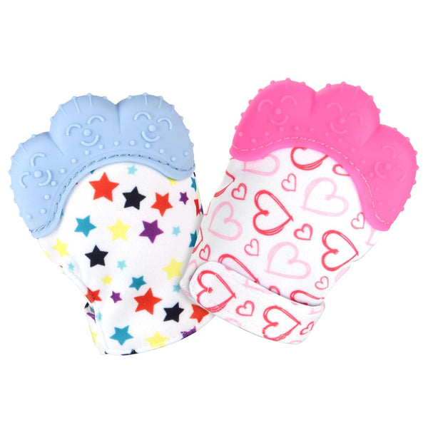2 Pack Silicone Teething Mitt, Infant Teething Mitten for Pain Relief, Safe Silicone Toys for 0-12 Months