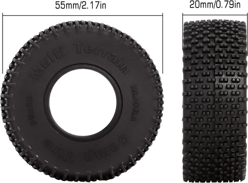 INJORA 1.0 Tires - S5 All Terrain Comp Pin Crawler Tires for TRX4M AX24 SCX24 FCX24 Upgrade Parts, 55 * 20mm