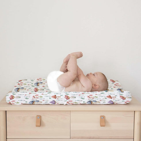 Watercolor Mushroom Forest Changing Pad Covers - Colorful Baby Diaper Change Table Sheets for Boy Girl, 32''x16''