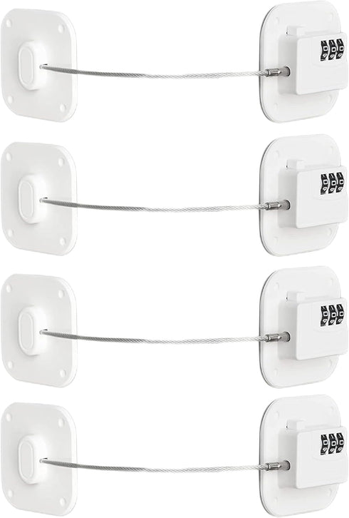 Cabinet Locks with Combination, Drawer Locks, Child Proof Refrigerator Lock, Child Safety Locks for Cabinets, White 4pcs