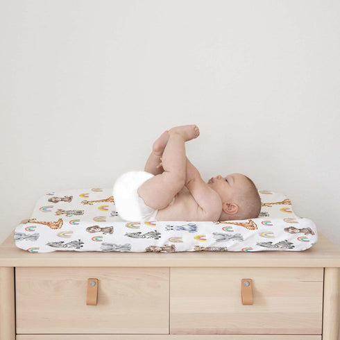 Jungle Safari Animals Changing Pad Covers, 32''x16'' Zoo Leopard Elephant Giraffe Zebra Hippo Monkey for Boy Girl