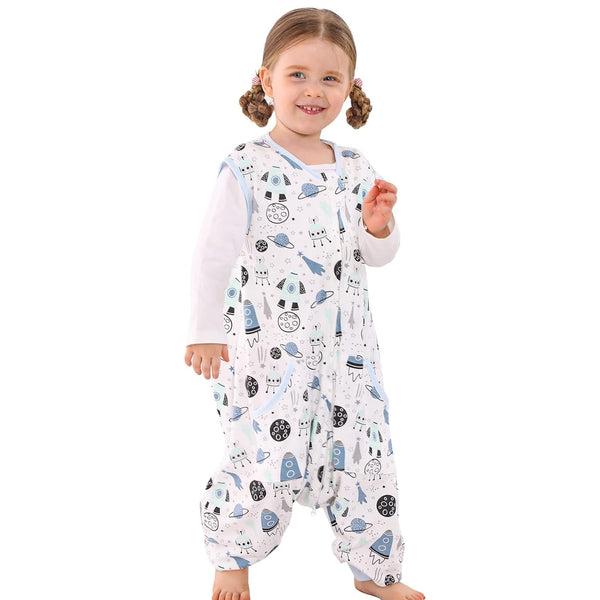 WONDAY Toddler Sleep Sack with Legs, 0.5T Cotton Sleeveless Baby Sleep Bag, Wearable Blanket for 2t-3t
