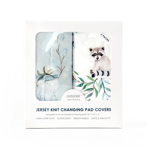 GRSSDER Stretch Ultra Soft Jersey Knit Changing Pad Cover Set 2 Pack – Fit 32"/34" x 16" Pads, Pretty Pattern