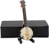 Wooden Miniature Banjo with Stand and Case, Mini Musical Instrument Replica Collectible Figurines for Dollhouse