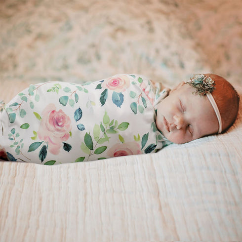 34 44, GRSSDER Baby Blankets Super Soft Stretchy Jersey Knit Swaddle Blanket for Baby Girls, Double Layer Reversible