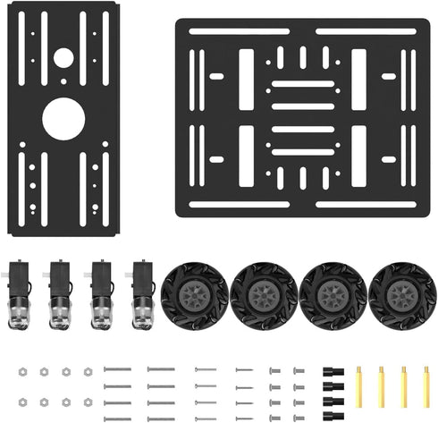 Mecanum Robot Chassis Car Kit - 360° Omnidirectional Wheel, Aluminum Alloy Frame, TT Motor, DIY Kit (Unassembled)