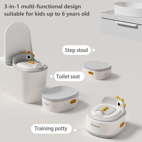kindsgut 3-in-1 Setup Portable Potty Trainer for Travel & Home, Convertible Potty Training Seat with Step Stool