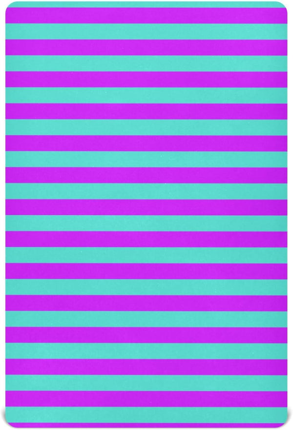 Pigsaly Crib Sheets Turquoise Purple Stripe Baby Sheet for Standard Crib Mattress Boys
