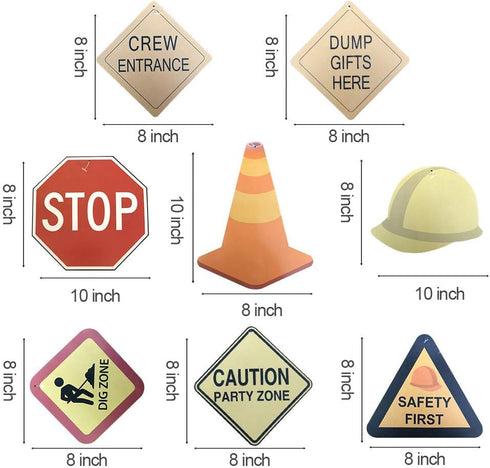 30Ct Construction Signs Hanging Swirl Decorations - Dig Zone Stop Crew Entrance Safety First Dump Gifts Here Helmet