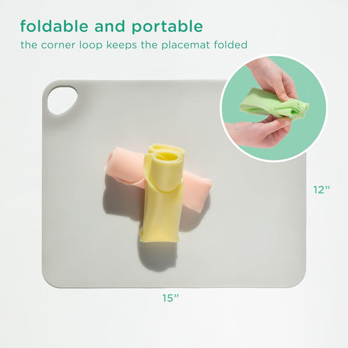 (2, Olababy Fold N Go Silicone Placemat w Travel Case | Dishwasher Safe, BPA Free, Non-Slip, Waterproof | Mini Dining