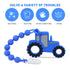 Baby Tractor Teething Toys, Food Grade Silicone Teether with Pacifier Clip Holder, Pain Relief for 3 Months+, Blue