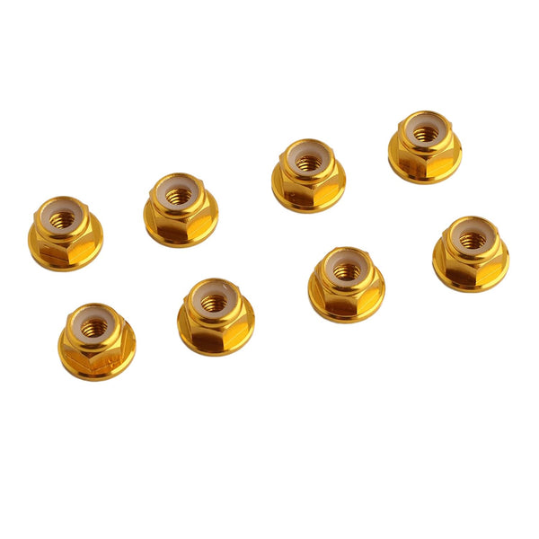 8PCS Flange M4 Lock Nuts Serrated Nylon Self-Tightening Aluminum Wheel Hardware for RC Car Vehicles