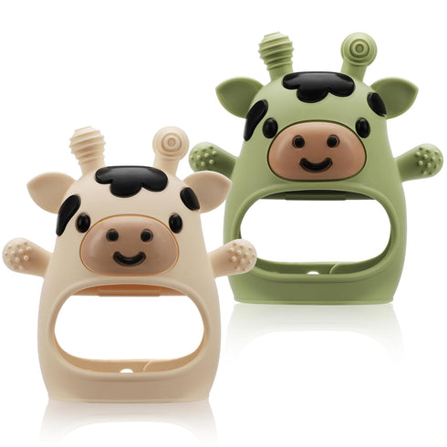 2 Pack Baby Teething Toys for 3-6 6-12 Months, Food Grade Silicone