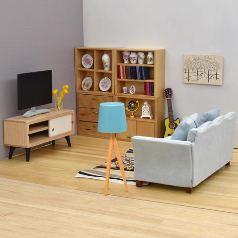 iLAND Dollhouse Couch with Dollhouse Living Room Furniture Set, Doll House Furniture