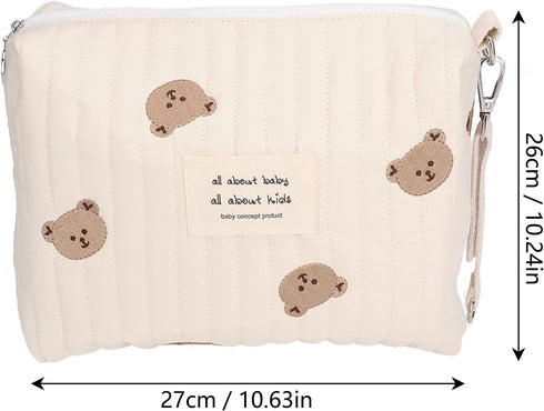 Outdoor Diaper Bag - Convenient Cotton Cloth Large Capacity Storage Bag, Multifunctional Reusable for Travel, Bear